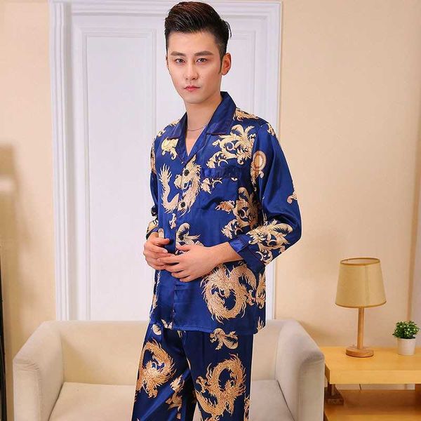 men's sleepwear dragon print chinese men's loose sleepwear faux silk 2pcs pajamas suit spring autumn casual nightwear full sleeve, Black;brown
men's sleepwear dragon print chinese men's loose sleepwear faux silk 2pcs pajamas suit spring autumn casual nightwear full sleeve, Black;brown