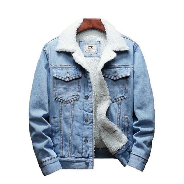 men light blue winter jean jackets outerwear warm denim coats large size wool liner thicker kg-1154317c, Black;brown
men light blue winter jean jackets outerwear warm denim coats large size wool liner thicker kg-1154317c, Black;brown