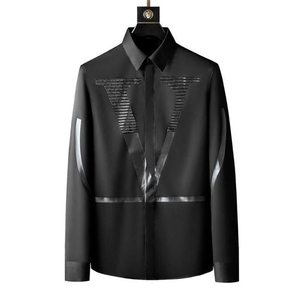 men's casual shirts european high end drilling long-sleeve shirt man's big v designer slim non-iron anti-wrinkle248n, White;black
men's casual shirts european high end drilling long-sleeve shirt man's big v designer slim non-iron anti-wrinkle248n, White;black
