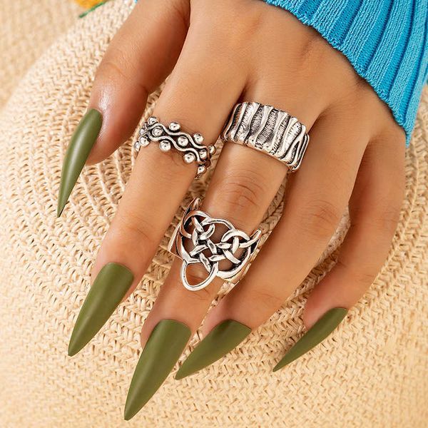 new style personality ring set geometrically exaggerated hollow out three piece ring set, Silver
new style personality ring set geometrically exaggerated hollow out three piece ring set, Silver