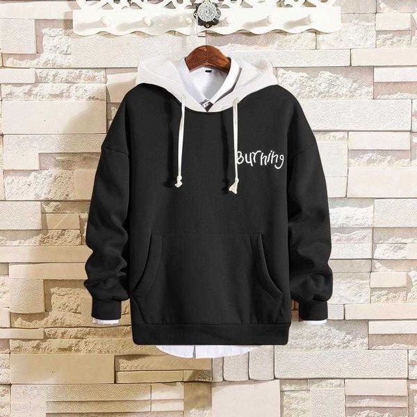 autumn fashion new men's pullover hoodie teenager loose men clothing, Black