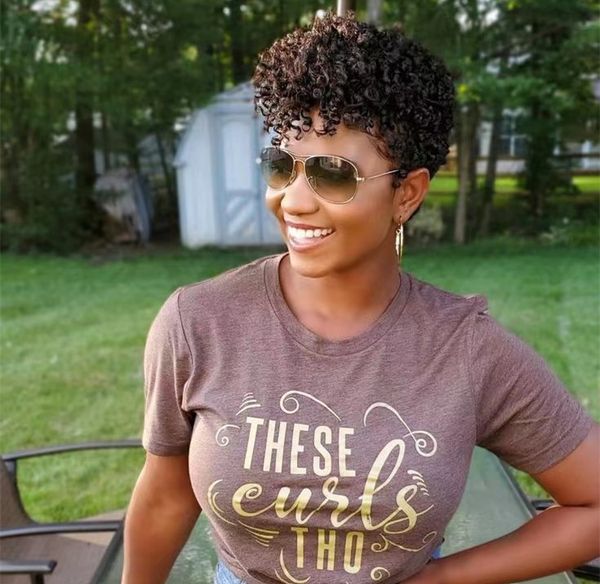 short pixie cut afro wig human hair with bangs kinky curly wigs brown ombre highlight for black women hd none lace fashiontapered cut 150% g, Black;brown
short pixie cut afro wig human hair with bangs kinky curly wigs brown ombre highlight for black women hd none lace fashiontapered cut 150% g, Black;brown