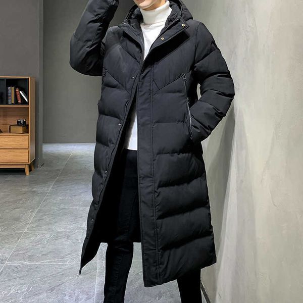 winter men's down cotton jacket medium knee length thickened color matching handsome hooded fashion casual loose coat, Black
winter men's down cotton jacket medium knee length thickened color matching handsome hooded fashion casual loose coat, Black