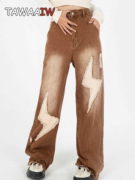 women's jeans tawaiw american retro lightning embroidery ladies boyfriend coffee loose pair denim pants wide legs y2k jean femme, Blue
women's jeans tawaiw american retro lightning embroidery ladies boyfriend coffee loose pair denim pants wide legs y2k jean femme, Blue