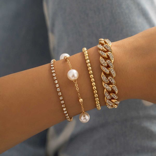 wind temperament rhinestone claw chain hip hop beaded bracelet hand decoration punk superimposed cuban chain imitation pearl bracelet, Black
wind temperament rhinestone claw chain hip hop beaded bracelet hand decoration punk superimposed cuban chain imitation pearl bracelet, Black