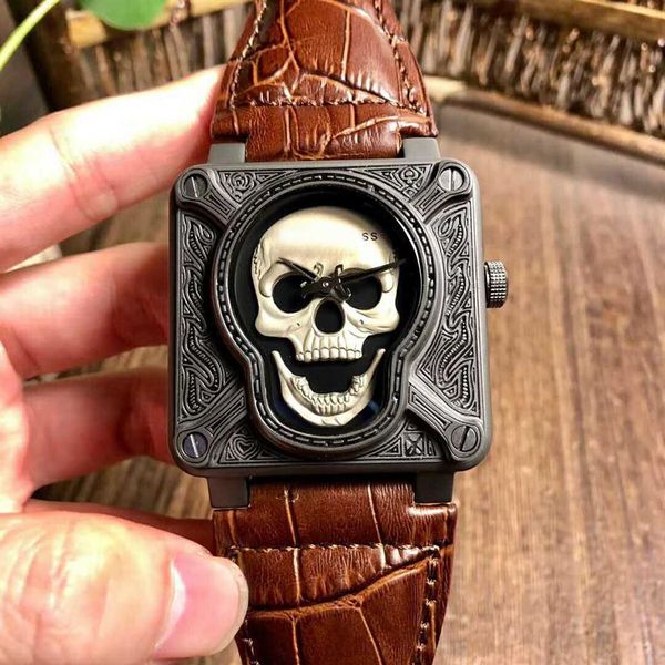 br01 square mens watches swiss quartz movement skull carving dial luxury watch sapphire crystal super waterproof mens wristwatches340b, Slivery;brown
br01 square mens watches swiss quartz movement skull carving dial luxury watch sapphire crystal super waterproof mens wristwatches340b, Slivery;brown