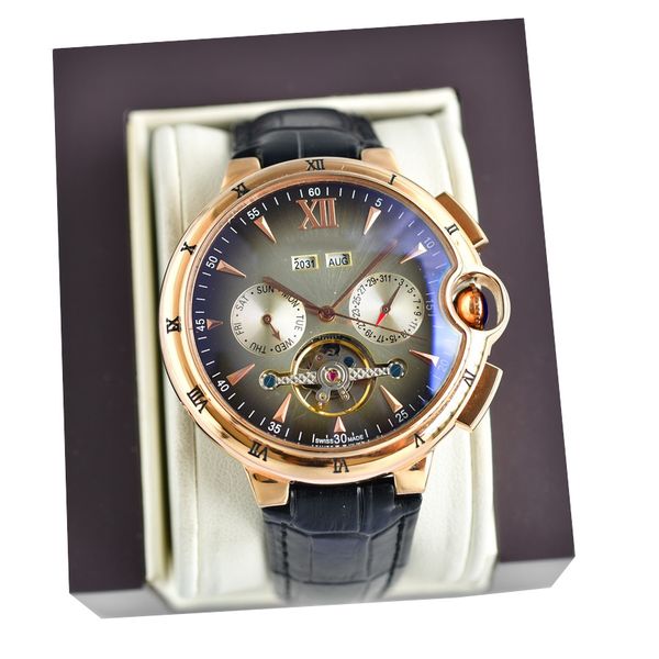 men's watch fully automatic tourbillon mechanical movement 46mm fine steel strap leather strap 5-pin date month display wristwatches, Slivery;brown
men's watch fully automatic tourbillon mechanical movement 46mm fine steel strap leather strap 5-pin date month display wristwatches, Slivery;brown
