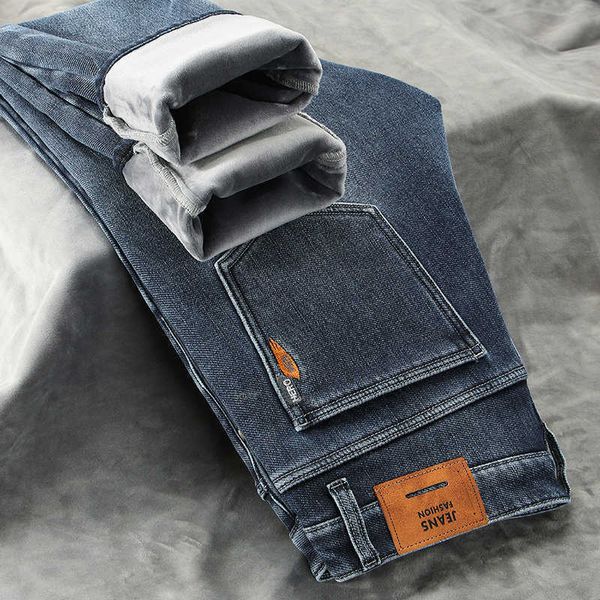 men's jeans winter new men fleece jeans business casual stretch slim fit denim cowboy dent trousers male classic thick warm pants t2211, Blue
men's jeans winter new men fleece jeans business casual stretch slim fit denim cowboy dent trousers male classic thick warm pants t2211, Blue