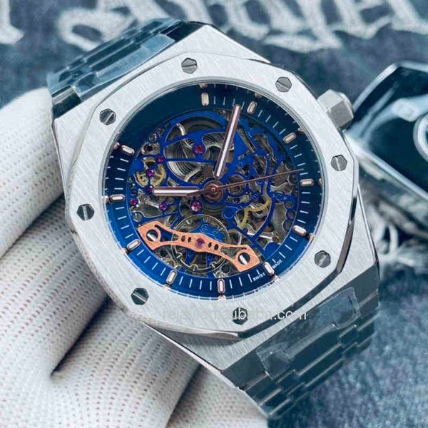 men mechanical oak automatic self-wind watches 42mm hollow skeleton blue dial 316l stainless steel business wristwatches, Slivery;brown
men mechanical oak automatic self-wind watches 42mm hollow skeleton blue dial 316l stainless steel business wristwatches, Slivery;brown