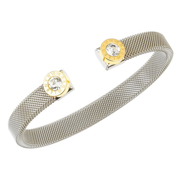 fashion brand rhinestone bangle roman numerals open cuff bangles bracelets gold color stainless steel bangles for women, White
fashion brand rhinestone bangle roman numerals open cuff bangles bracelets gold color stainless steel bangles for women, White