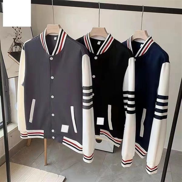 autumn winter pure men cotton loopback jersey knit engineered arm thom stripe sweatshirt crewneck brown pullover baseball jacket m2982, Black
autumn winter pure men cotton loopback jersey knit engineered arm thom stripe sweatshirt crewneck brown pullover baseball jacket m2982, Black