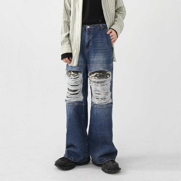 men's jeans men retro fake two-piece side destruction design loose high-end casual pants hiphop trend ins ripped t221102, Blue
men's jeans men retro fake two-piece side destruction design loose high-end casual pants hiphop trend ins ripped t221102, Blue
