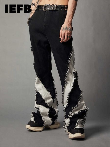 men's jeans iefb versatile black splice slim washed denim casual flare men pants 2022 darkwear contrast color male trousers vintage 9a5, Blue
men's jeans iefb versatile black splice slim washed denim casual flare men pants 2022 darkwear contrast color male trousers vintage 9a5, Blue