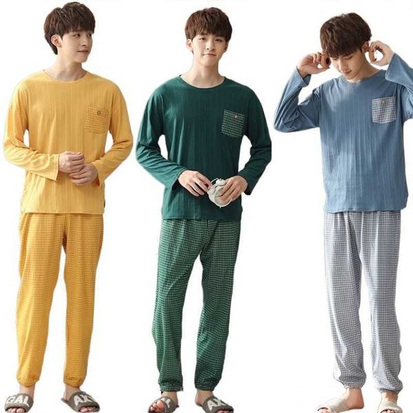men's sleepwear autumn men pyjama set full cotton pajama suit long sleeve plaid pijamas hombre sleepwear winter night sleepwear male ho, Black;brown
men's sleepwear autumn men pyjama set full cotton pajama suit long sleeve plaid pijamas hombre sleepwear winter night sleepwear male ho, Black;brown