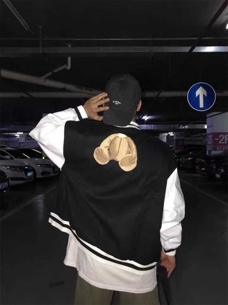 palm men's and women's baseball wear designer luxury decapitated bear print embroidered cardigan zipper cardigan loose jacket, Black;brown
palm men's and women's baseball wear designer luxury decapitated bear print embroidered cardigan zipper cardigan loose jacket, Black;brown
