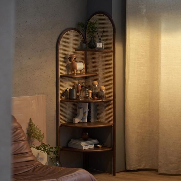solid wood screens rattan corner cabinets shelf modern simple decoration triangle cabinet bookshelf small family household storage cabinet 
solid wood screens rattan corner cabinets shelf modern simple decoration triangle cabinet bookshelf small family household storage cabinet