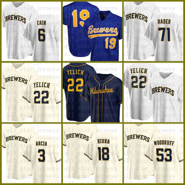 22 christian yelich milwaukee custom brewers baseball jersey robin yount lorenzo cain orlando arcia keston hiura josh hader woodruff black, Blue;black
22 christian yelich milwaukee custom brewers baseball jersey robin yount lorenzo cain orlando arcia keston hiura josh hader woodruff black, Blue;black