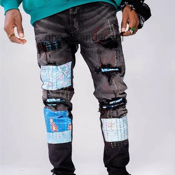 men's jeans amirs designer jean mens ch high street tide brand washing black quilted cashew blossom patch hole slim fit, Blue
men's jeans amirs designer jean mens ch high street tide brand washing black quilted cashew blossom patch hole slim fit, Blue