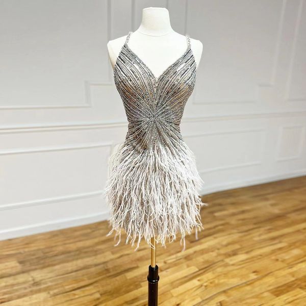 sparkly short dresses beading feathers mermaid cocktail dress for women party couture custom made robe de bal, Black
sparkly short dresses beading feathers mermaid cocktail dress for women party couture custom made robe de bal, Black