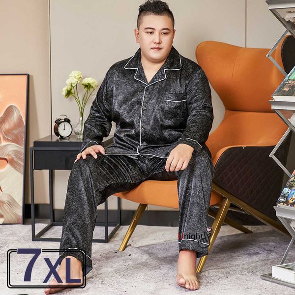 men's sleepwear men summer autumn ice silk pajamas long sleeved sleepwear super 7xl oversized men's silk panthomewear nightwear py, Black;brown
men's sleepwear men summer autumn ice silk pajamas long sleeved sleepwear super 7xl oversized men's silk panthomewear nightwear py, Black;brown
