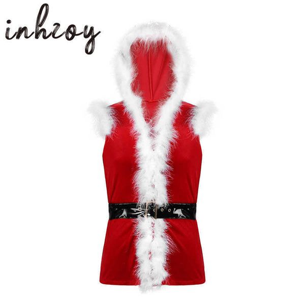 set men christmas costume holiday party santa claus cosplay dress up autumn winter faux fur trim red velvet hooded vest waistcoat t221103, Red;black
set men christmas costume holiday party santa claus cosplay dress up autumn winter faux fur trim red velvet hooded vest waistcoat t221103, Red;black
