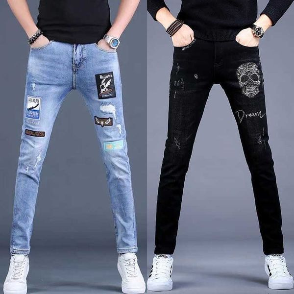men's jeans mens ripped denim pants embroidery prints stretch jeans light luxury korea version slim-fit casual jeans pants; t221102, Blue
men's jeans mens ripped denim pants embroidery prints stretch jeans light luxury korea version slim-fit casual jeans pants; t221102, Blue
