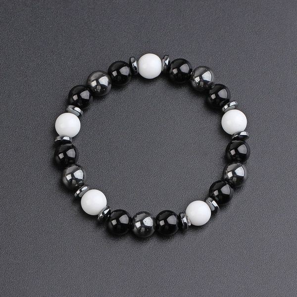handmade 8mm stone beaded strands stainless steel charm bracelets for women men party club fashion elastic jewelry, Black
handmade 8mm stone beaded strands stainless steel charm bracelets for women men party club fashion elastic jewelry, Black