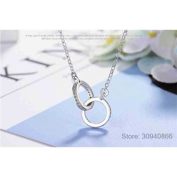 925 sterling sier double circle cz zirconia necklac for women girl trendy gift, Silver
925 sterling sier double circle cz zirconia necklac for women girl trendy gift, Silver