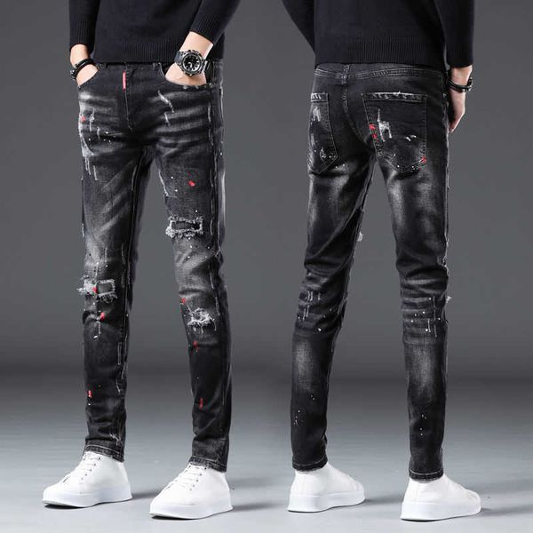 men's jeans korea version mens noble black ripped stylish slim stretch light luxury splash ink print street ; t221102, Blue
men's jeans korea version mens noble black ripped stylish slim stretch light luxury splash ink print street ; t221102, Blue
