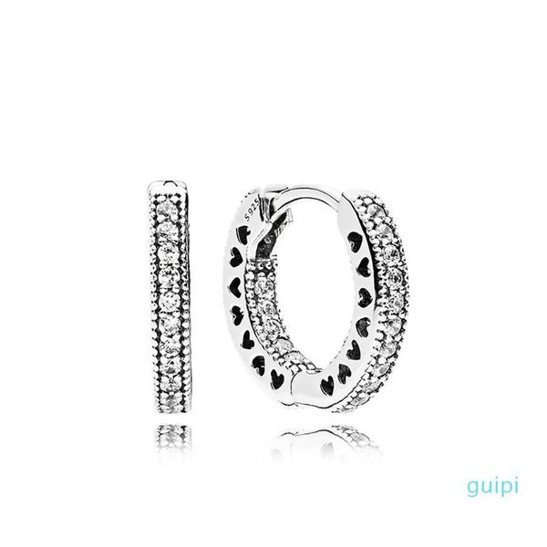 hoop huggie heart hoop earrings original box for pandora 925 sterling sier small ear ring women mens earring226o drop delivery 202 dhvdc, Golden;silver