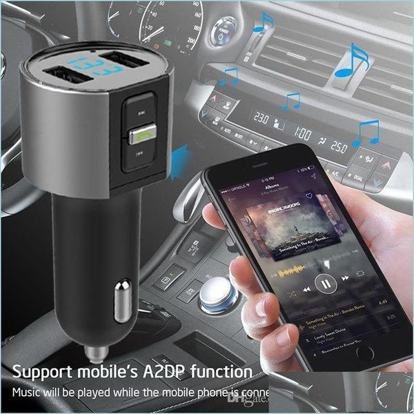 

car audio car o fm transmitter bluetooth 5 0 mp3 player hands cigarette lighter dual usb charging battery voltage detection u disk p dhdid