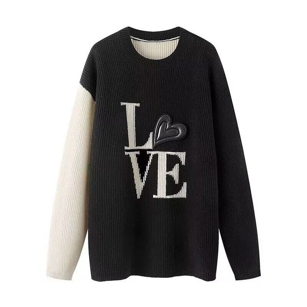2022 wool letter jacquard love sweater long-sleeved knitted pullover autumn new women french round neck slim loose, White;black
2022 wool letter jacquard love sweater long-sleeved knitted pullover autumn new women french round neck slim loose, White;black