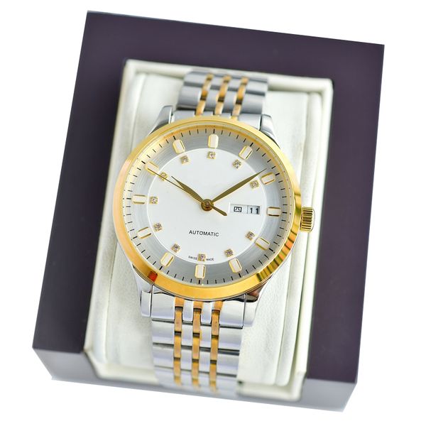 men's watch wristwatches three needle double calendar design fully automatic mechanical movement 316 fine steel case strap 42mm men wat, Slivery;brown 
men's watch wristwatches three needle double calendar design fully automatic mechanical movement 316 fine steel case strap 42mm men wat, Slivery;brown