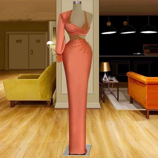 one shoulder orange mermaid evening dresses pleated stain beading crystals floor length cutside fishtail prom reception gown, Black;red
one shoulder orange mermaid evening dresses pleated stain beading crystals floor length cutside fishtail prom reception gown, Black;red