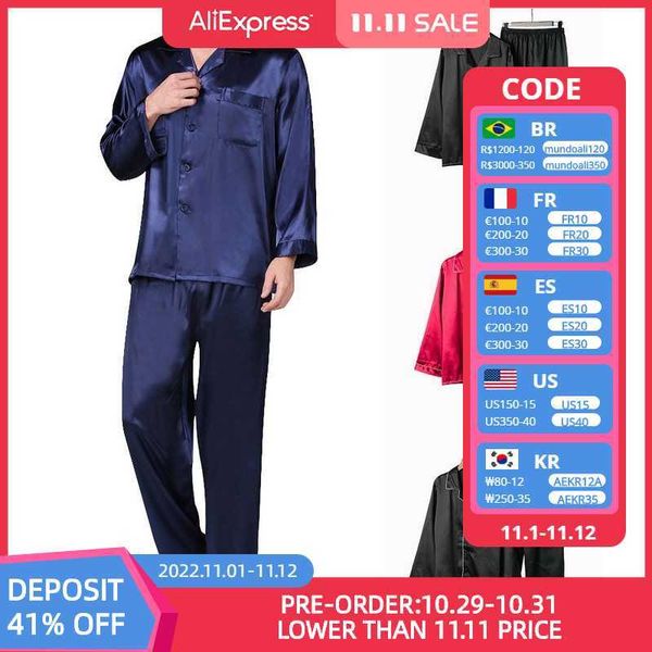men's sleepwear men's classic satin pajama long sleeve sleepwear large size home service silk satin pajamas set nightwear loungewe, Black;brown
men's sleepwear men's classic satin pajama long sleeve sleepwear large size home service silk satin pajamas set nightwear loungewe, Black;brown