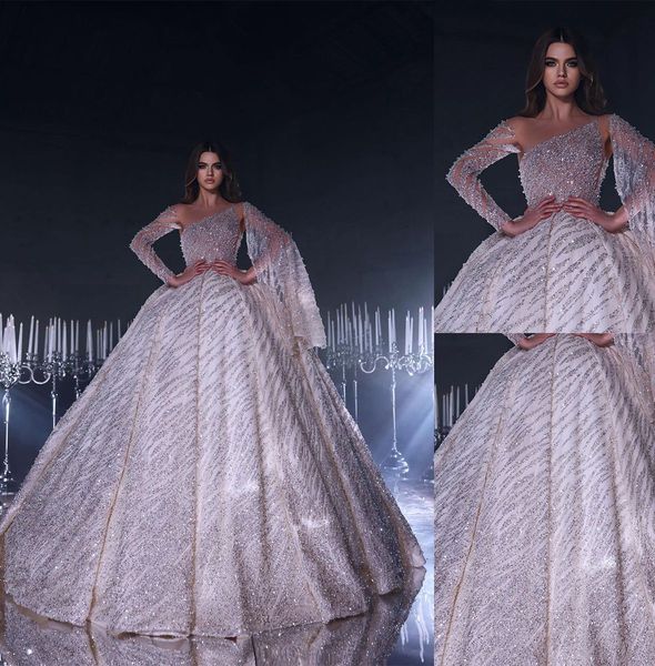 glitter sparkle wedding dress sheer neck sequined lace bridal gowns beaded princess robe de mariee, White
glitter sparkle wedding dress sheer neck sequined lace bridal gowns beaded princess robe de mariee, White