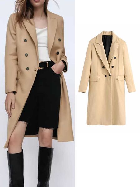 women's fur faux fur traf women 2022 new fashion woolen coat retro lapel long sleeve double breasted pocket female outerwear chic mujer, Black
women's fur faux fur traf women 2022 new fashion woolen coat retro lapel long sleeve double breasted pocket female outerwear chic mujer, Black