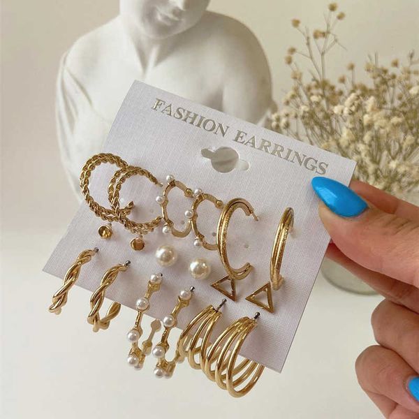 new exaggerated imitation pearl earrings 9-piece ins alloy geometric ear ring set earrings, Golden
new exaggerated imitation pearl earrings 9-piece ins alloy geometric ear ring set earrings, Golden