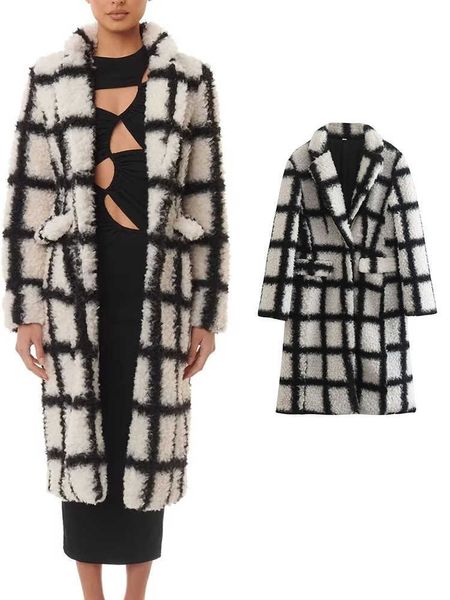 women's fur faux traf 2022 autumn winter long coat woman women plaid warm ladies teddy jacket female plush outwear t221105, Black
women's fur faux traf 2022 autumn winter long coat woman women plaid warm ladies teddy jacket female plush outwear t221105, Black