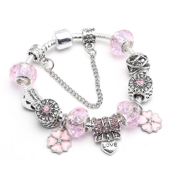 16-21cm charm bracelet 925 sterling silver crystal beads fit pandora european bracelets pink five petals flowe magnolia pendant charm bead a, Black
16-21cm charm bracelet 925 sterling silver crystal beads fit pandora european bracelets pink five petals flowe magnolia pendant charm bead a, Black