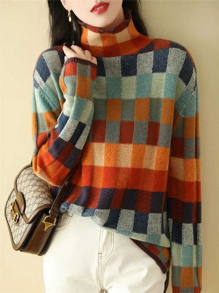 sweaters knit sweater female bottoming shirt autumn winter new plaid turtleneck pullover loose casual fashion knitted women's clothes y, White;black
sweaters knit sweater female bottoming shirt autumn winter new plaid turtleneck pullover loose casual fashion knitted women's clothes y, White;black