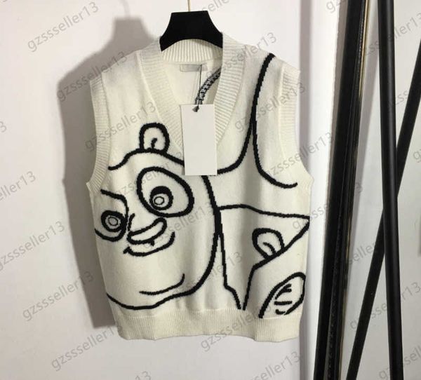designer womens sweater bear cartoon print pure cashmere knitted sweaters v-neck sleeveless slim jumper knitwear vest cute girly style women, White;black
designer womens sweater bear cartoon print pure cashmere knitted sweaters v-neck sleeveless slim jumper knitwear vest cute girly style women, White;black