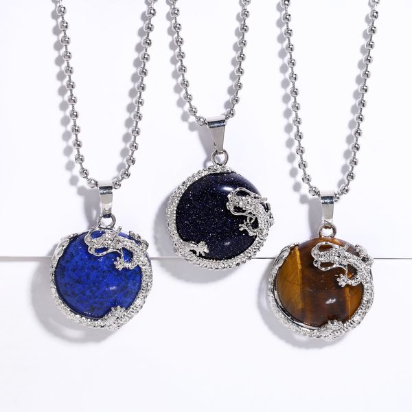 round natural stone necklaces animal dragon wrap pendant silver beads chain men fashion lapis amethyst tiger eye rose quartz brown sand chak
round natural stone necklaces animal dragon wrap pendant silver beads chain men fashion lapis amethyst tiger eye rose quartz brown sand chak