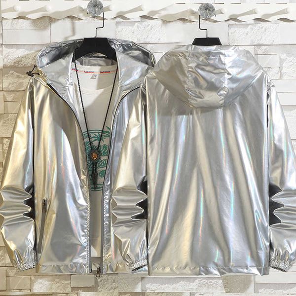 men's jackets #7002 black sliver shinny bomber korean style hip hop slim and coats streetwear hooded coat y2302, Black;brown
men's jackets #7002 black sliver shinny bomber korean style hip hop slim and coats streetwear hooded coat y2302, Black;brown