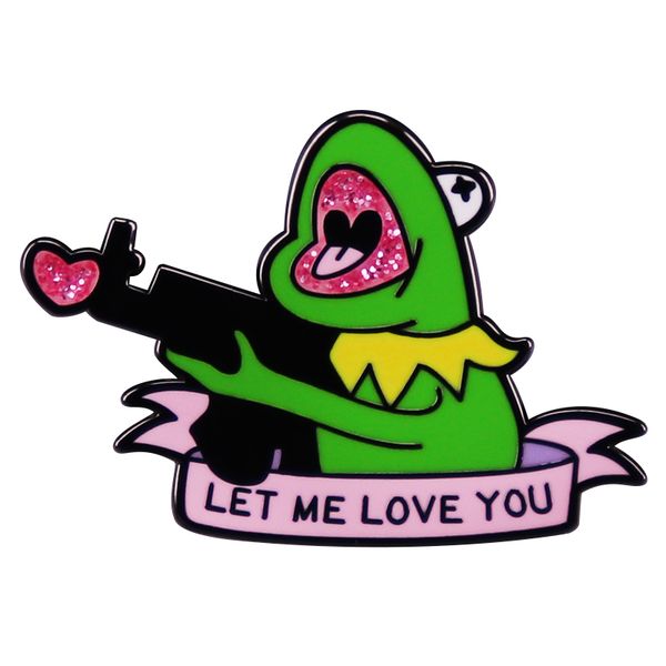 shining heart sniper kermit frog enamel pin badge backpack decoration jewelry, Blue
shining heart sniper kermit frog enamel pin badge backpack decoration jewelry, Blue