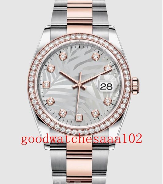 new version fashion wristwatches 36mm the leaves gray dial 126301 126281 126231 automatic 18k rose gold stainless steel bracelet women', Slivery;brown
new version fashion wristwatches 36mm the leaves gray dial 126301 126281 126231 automatic 18k rose gold stainless steel bracelet women', Slivery;brown