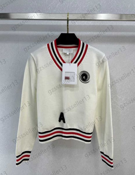 luxury women sweaters flocking letter logo jacquard color stripe decoration knitwear soft comfortable fabric v-neck casual pullovers sweater, White;black
luxury women sweaters flocking letter logo jacquard color stripe decoration knitwear soft comfortable fabric v-neck casual pullovers sweater, White;black