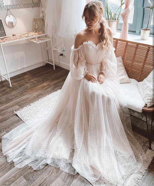 off shoulder wedding dress a-line long sleeve point net tulle women for robe de mariee elegant bridal gown stunning floor length, White
off shoulder wedding dress a-line long sleeve point net tulle women for robe de mariee elegant bridal gown stunning floor length, White
