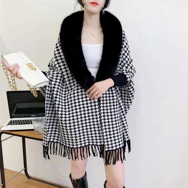 women's fur faux fur winter fur collar shawl knitted tassel sweater ponchos elegant batwing sleeve long cardigan cape casual fashion pl, Black
women's fur faux fur winter fur collar shawl knitted tassel sweater ponchos elegant batwing sleeve long cardigan cape casual fashion pl, Black
