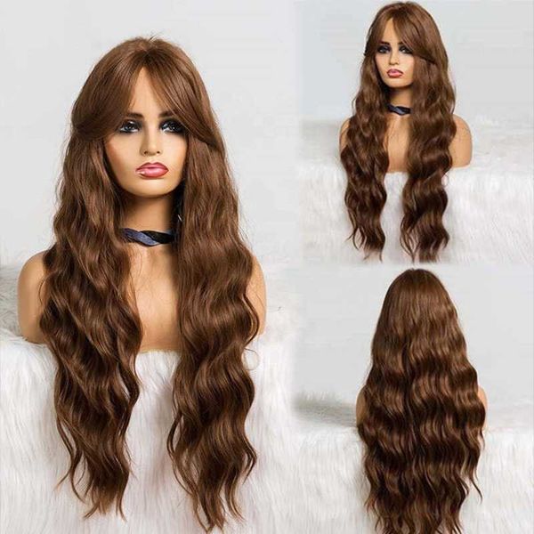 headwear accessories wholale ombre brown wig with bangs hair for women natural wavy long heat ristant synthetic wigs
headwear accessories wholale ombre brown wig with bangs hair for women natural wavy long heat ristant synthetic wigs